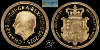 Gold  5 POUNDS 2025 “shield reverse ” Charles III” PCGS PR70 DEEP CAMEO Great Britain