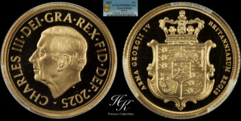 Gold proof sovereign 2025 “Shield reverse ” King Charles III” PCGS PR70 DEEP CAMEO Great Britain