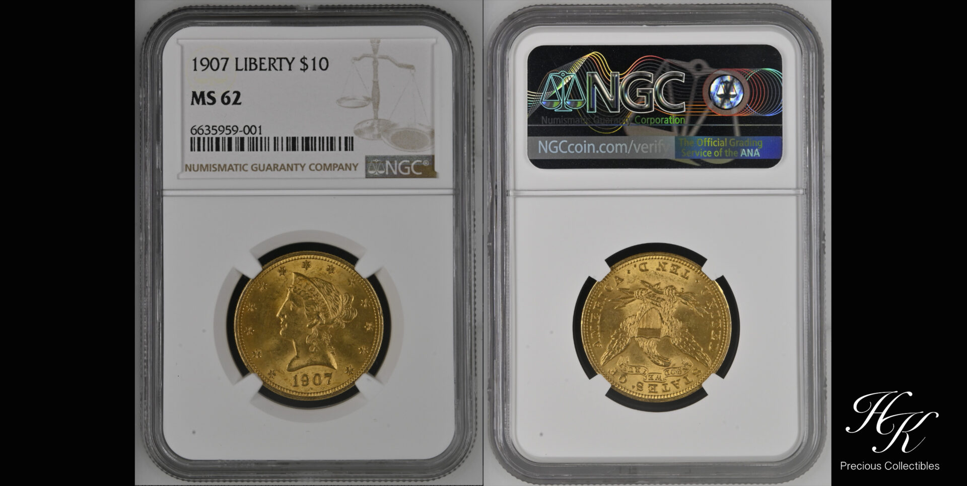 Gold 10 dollars 1907  (Coronet Head) NGC MS62 USA