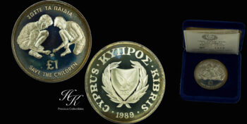 Silver proof 1 Pound – Save the children – 1989 Cyprus
