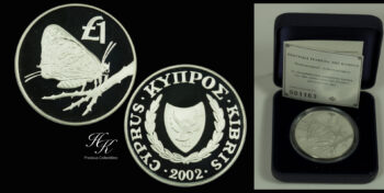 Silver proof Pound  “Cyprus Butterfly” 2002 Cyprus