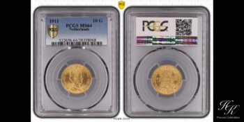 Χρυσό 10 Gulden 1911 “Wilhelmina”PCGS MS64  – Ολλανδία
