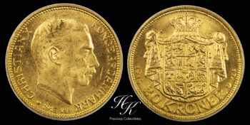 Gold 20 Kroner UNC – Christian X – 1915 Denmark