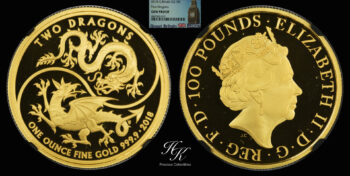 Χρυσό 100 Pound 2018 1 Ουγγιά “Two Dragons” NGC GEM PROOF – Μεγάλη Βρετανία