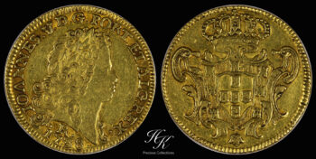 Gold 6400 Réis – João V 2nd Type of Shield – 1738  (Rio de Janeiro MINT) Brazil