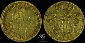 Gold 6400 Réis – João V 2nd Type of Shield – 1738  (Rio de Janeiro MINT) Brazil