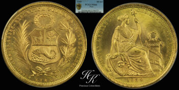 Gold 50 Soles 1959 PCGS MS66 Peru